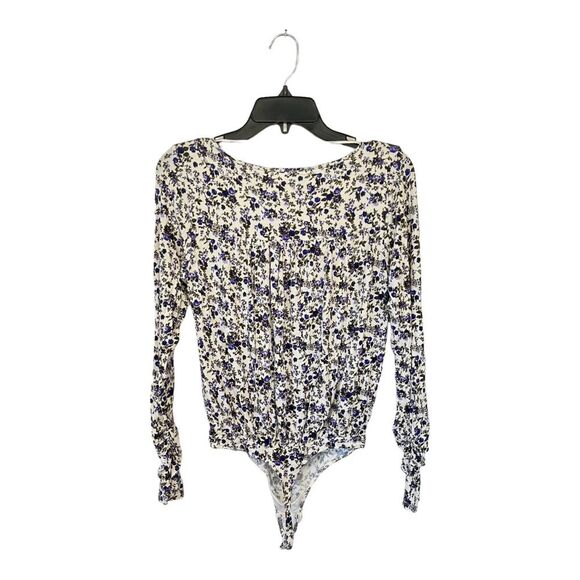 NWOT Intimately Free People Kaya Print Cutout Bodysuit IVORY COMBO XS OB1353370 - Picture 3 of 11
